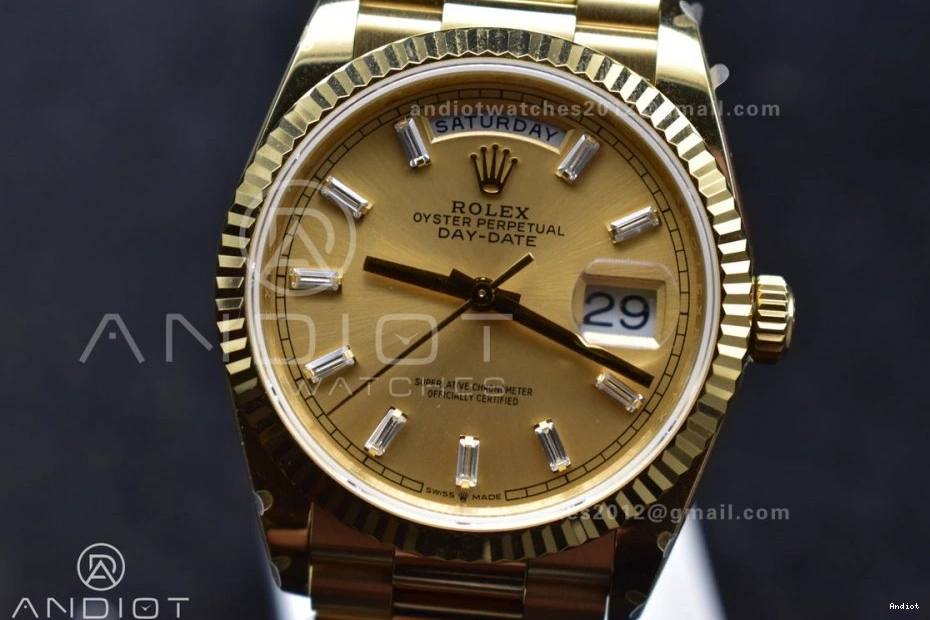 Best Gold President 694 DayDate Diamond Steel YG Stick vr3255 (Gain Dial Edition 36 Durable Weight) with QF V5 Bracelet 904L on 0713